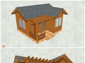 精品小木屋木结构建筑茅草屋SU模型设计模型下载